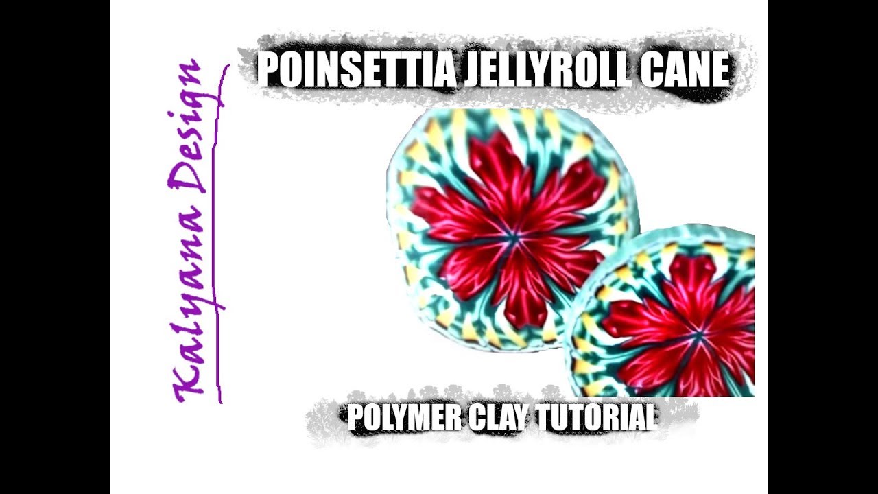 Poinsettia jellyroll cane - Polymer clay tutorial 184