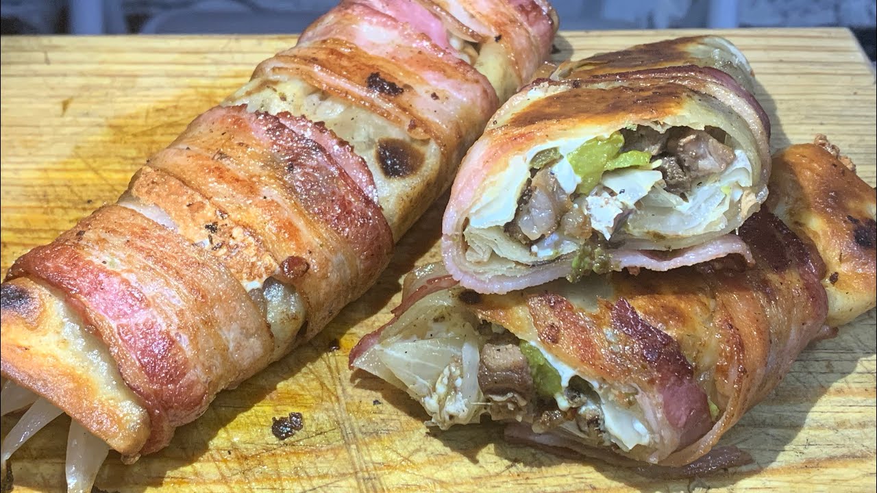 Burritos de Carne Asada Envuelto con Tocino