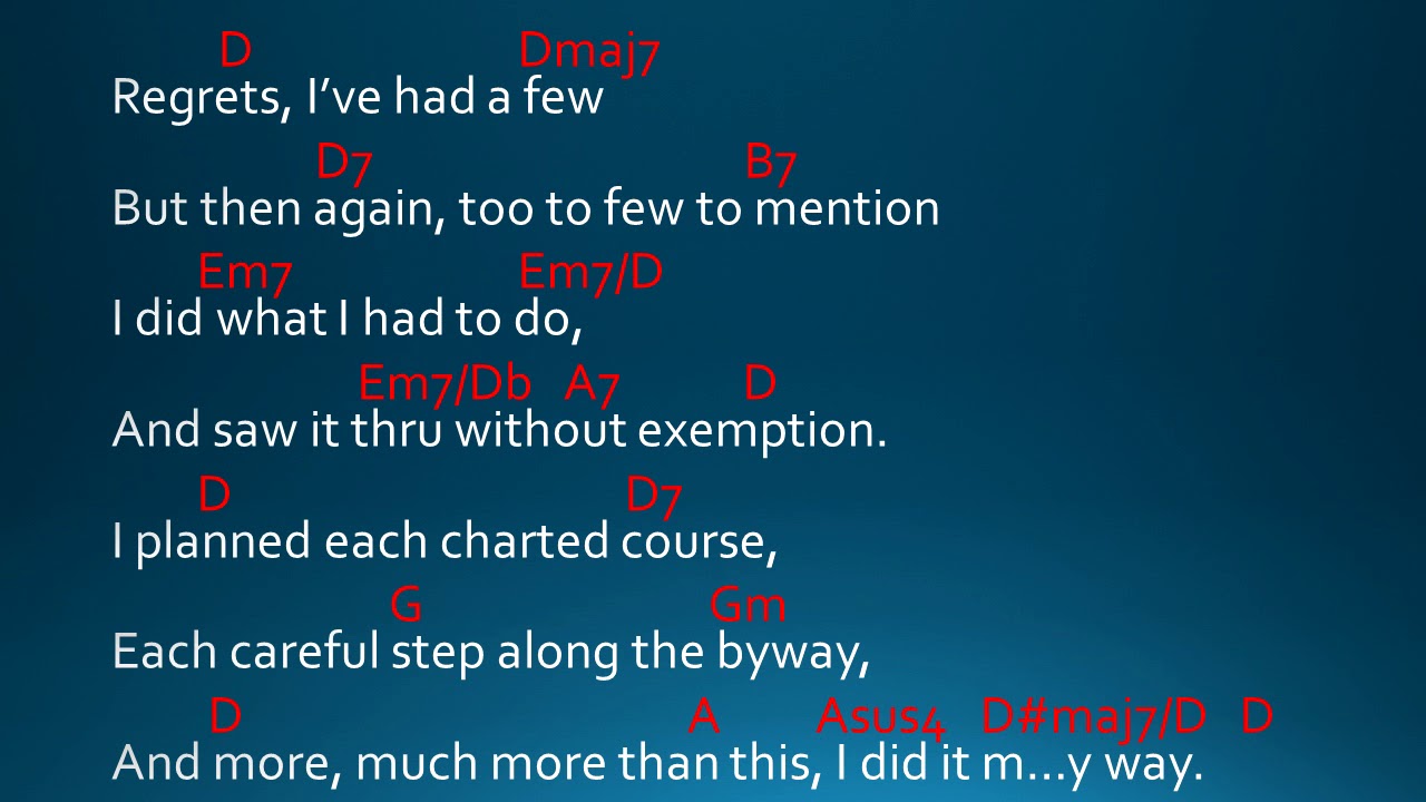 My Way by Frank Sinatra Lyrics and Chords