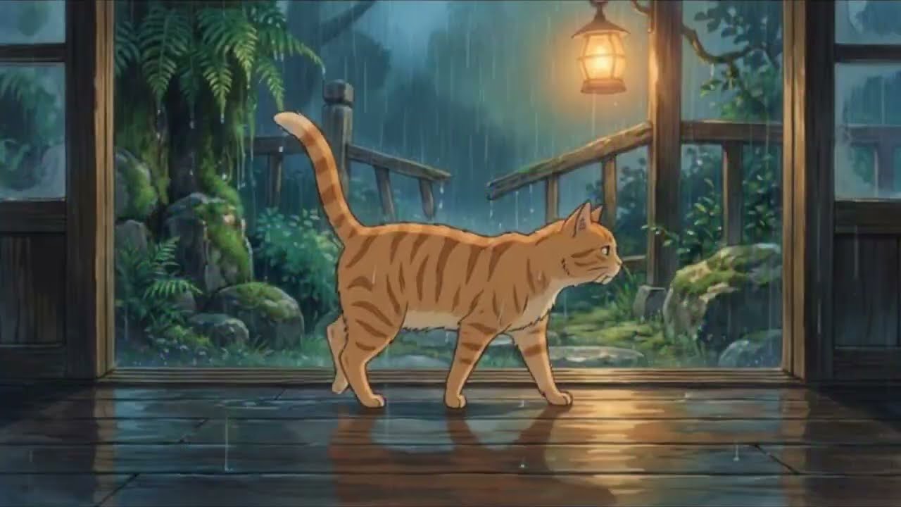 Дождливое утро с моей кошкой (в стиле Studio Ghibli)