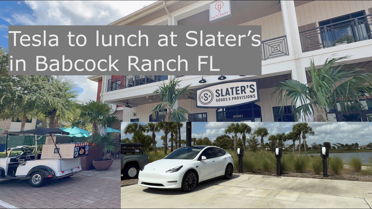 Tesla lunch at Slater's in Babcock Ranch FL