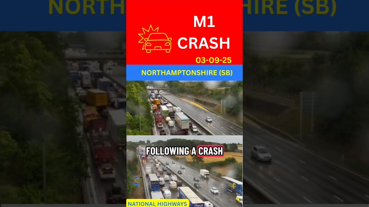 ДТП НА ТРАССЕ M1 ⚠️| В ЮЖНОМ НАПРАВЛЕНИИ | ПЕРЕКРЫТО 3 ИЗ 4 ПОЛОС ❌❌❌ | НОРТГЕМПТОНШИР #великобри...
