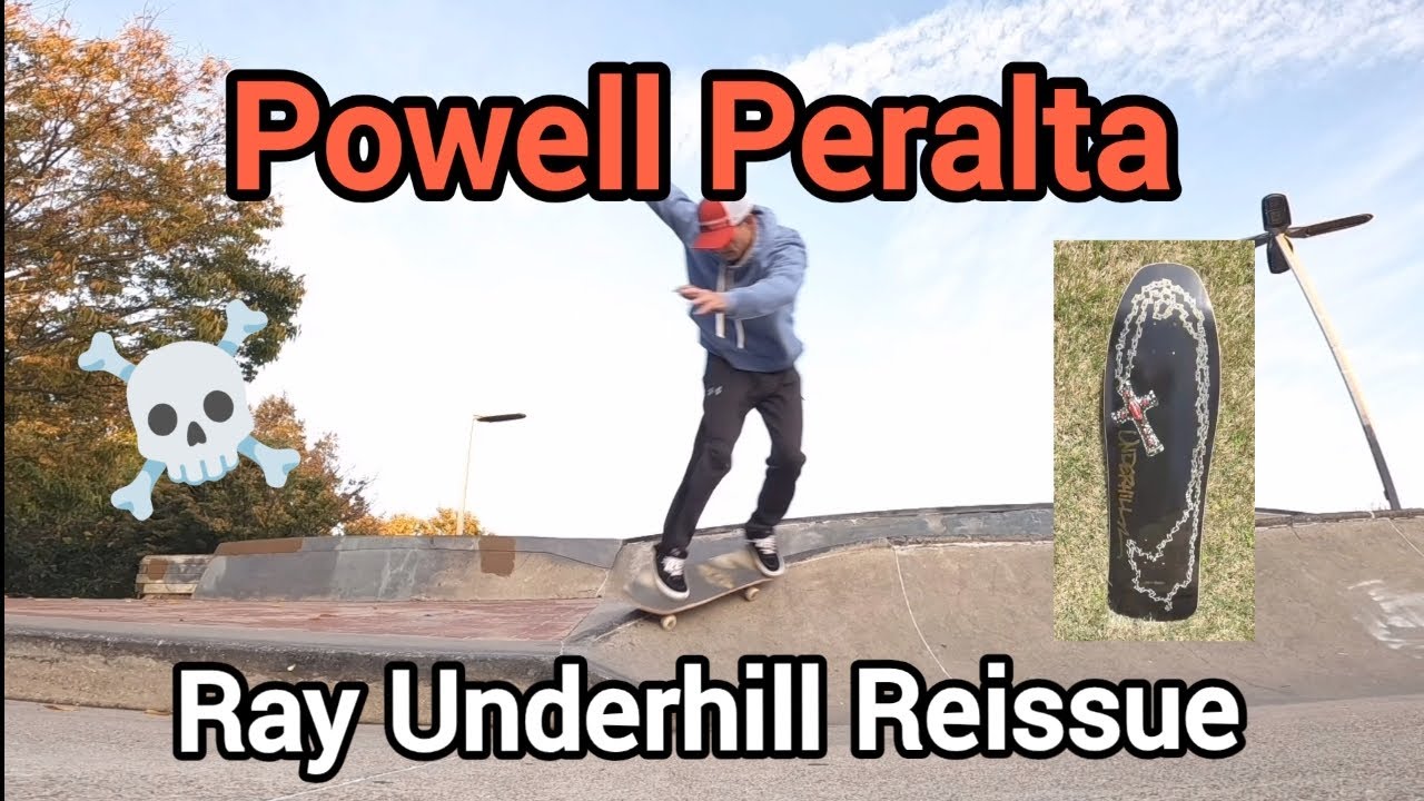 Old School Skater at skatepark on the Powell Peralta Reissue Ray Underhill Skateboard. POV GoPro Jaw