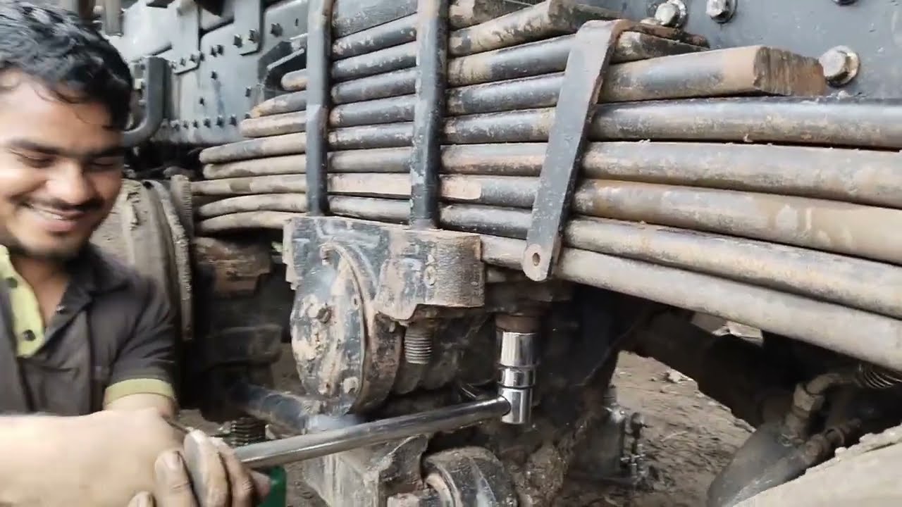 bogie suspension repairing 10 tyre bhogi ka pata khol fitting karne ka tarika leaf spring