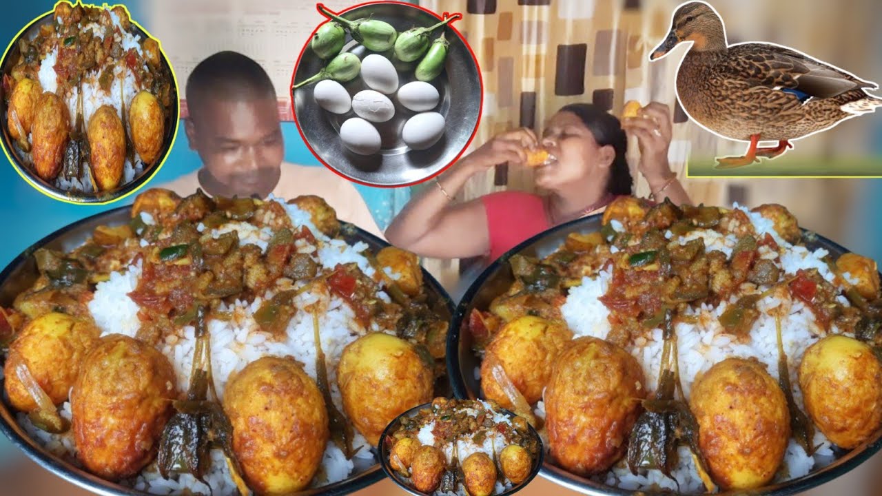 eating show | duck egg curry cooking eating | egg curry with rice eating | mukbang duck egg rice