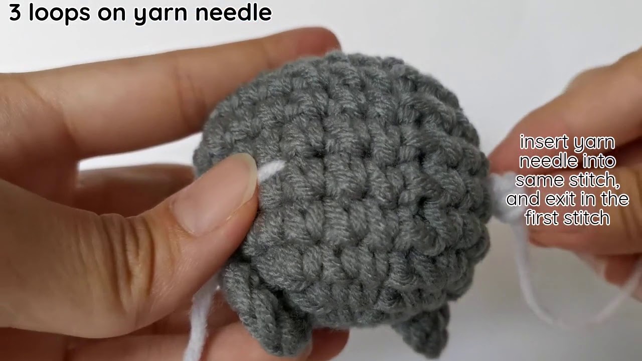 Crochet Tutorial: French Knot on Amigurumi (Different Sizes for Eyes, Nose, Hand, Feet)