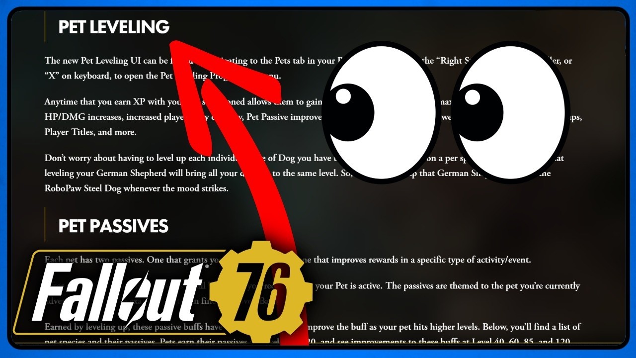 Fallout 76: PTS Update PETs Abilities & Leveling System.