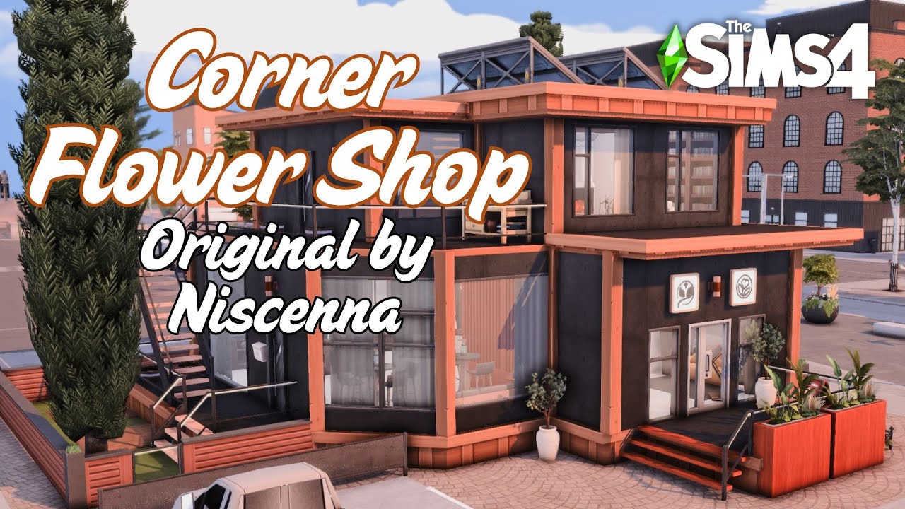 💐Modern Corner Flower Shop Renovation Sims 4 Speed Build