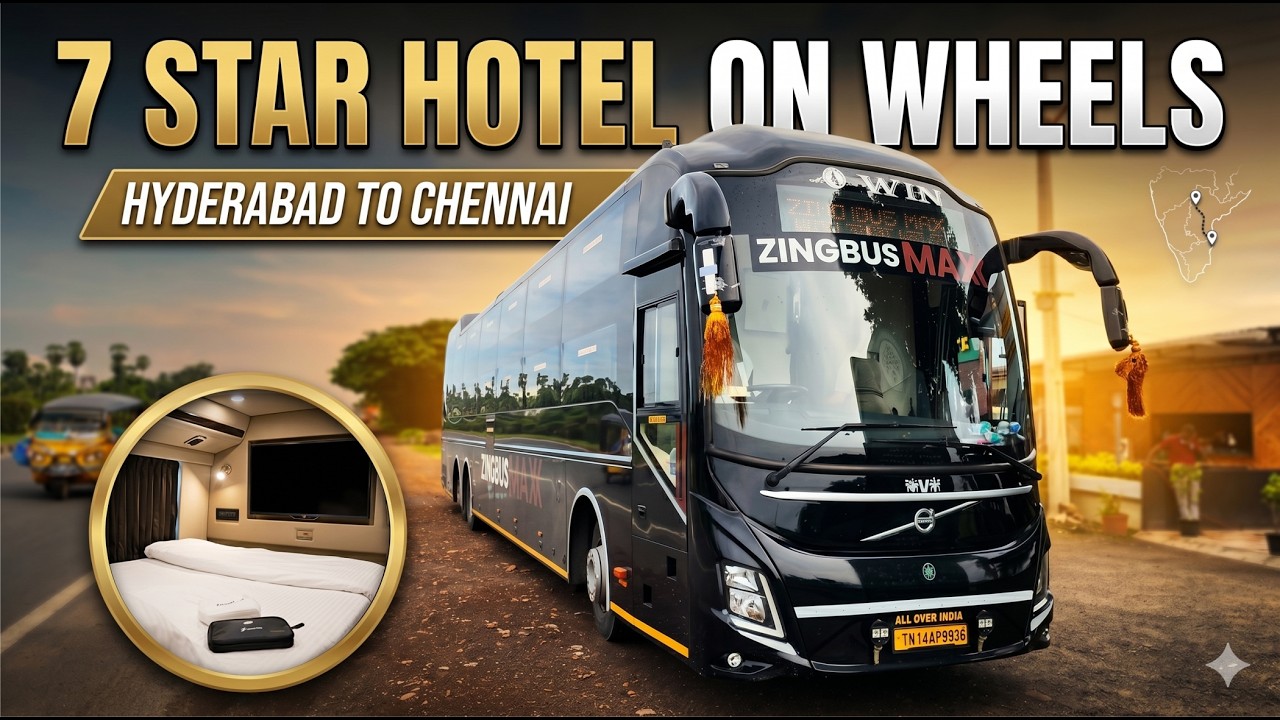 Hyderabad to Chennai 9600 Volvo Sleeper Bus Journey | 7 Star Hotel On Wheels | Free Dinner
