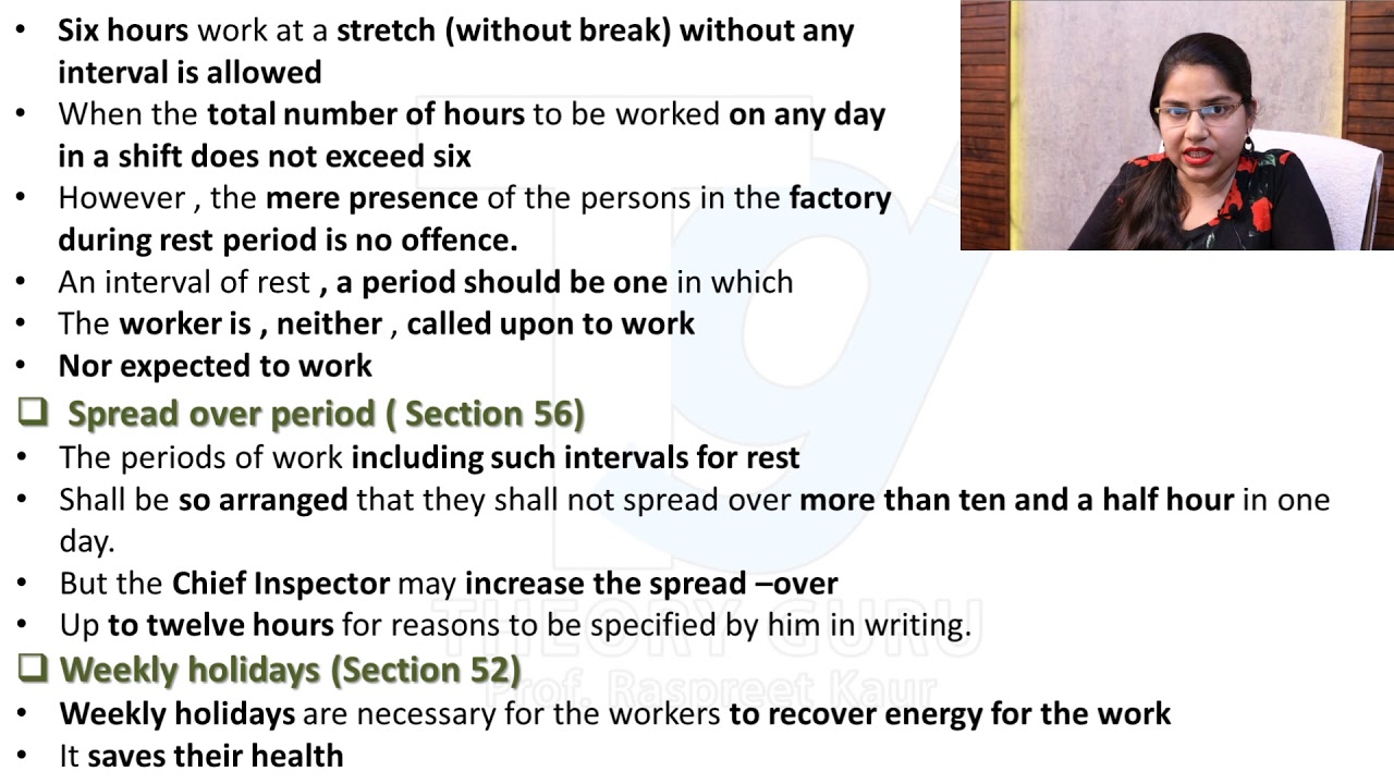WORKING HOURS FOR ADULTS#PART 8#Factories act 1948