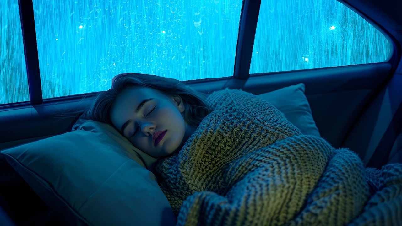 Deep Sleep with Heavy Rain & Thunder in the Car at Night