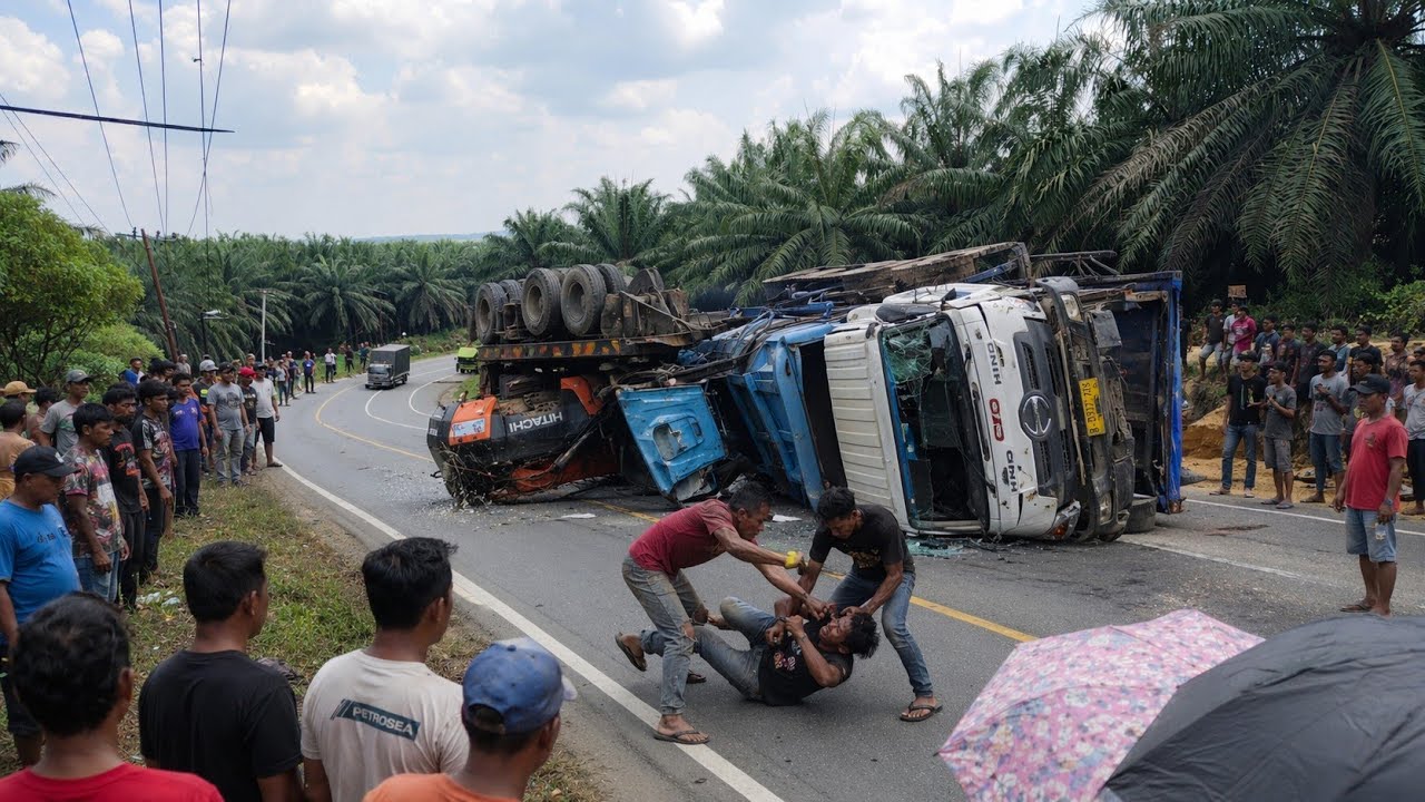 ASLI BIKIN HEBOH!! Truk Terbalik Di Jurang Truk Foto Nyaris Terbakar 3 Pemuda Baku Hantam Di Bukit
