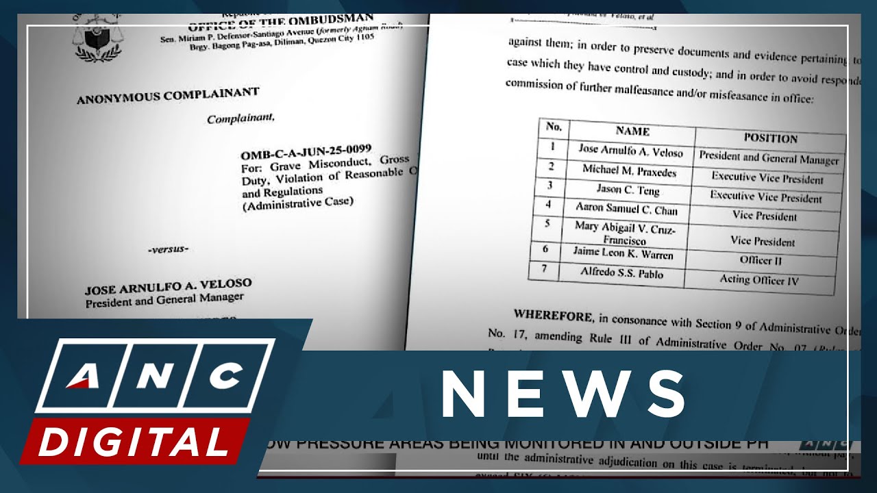 Ombudsman places GSIS president Wick Veloso, 6 other officials under preventive suspension | ANC
