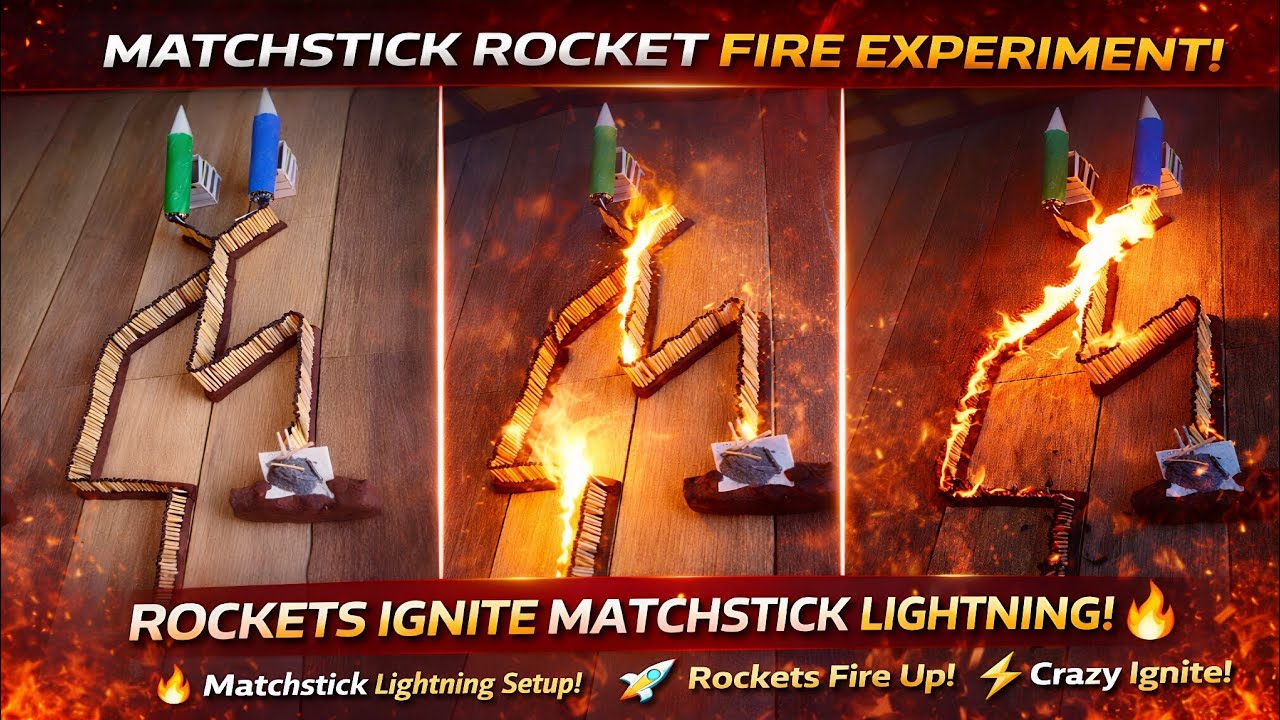 Matchstick Lightning Experiment with Rockets 🚀🔥 | Insane Fire Reaction