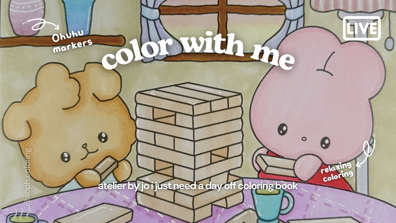 relaxing color with me ☁️ | Atelier by Jo coloring book using Ohuhu alcohol markers | piano music