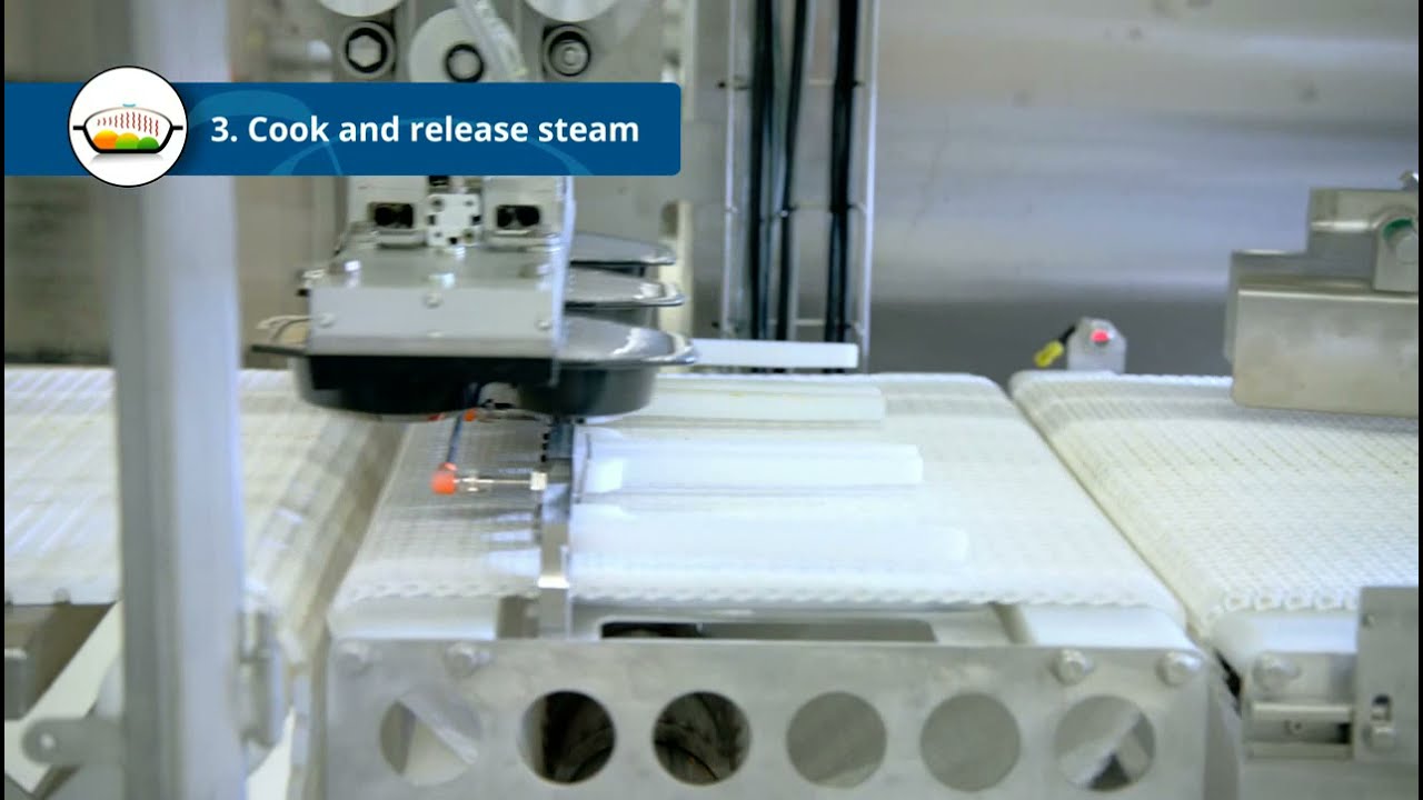 Ready Meal Production using a Denester, Walking beam and Liquid filling | SEALPAC A7 Traysealer