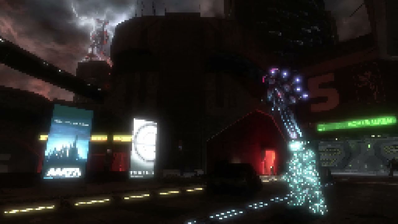 Halo: ODST Neon Night(Where One Road Ends) Rainy Ambience: Realistic Soundscape 🌃🚦🌧
