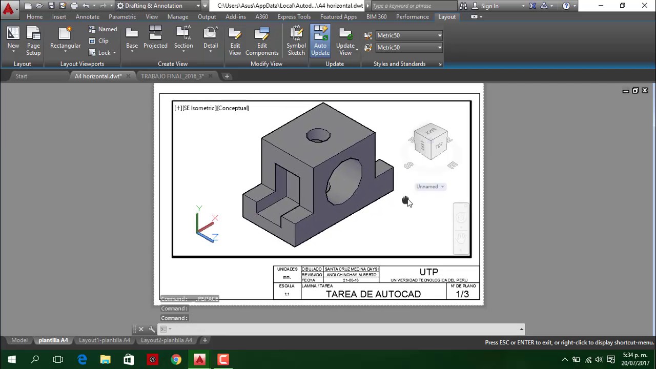Vistas de corte en Autocad