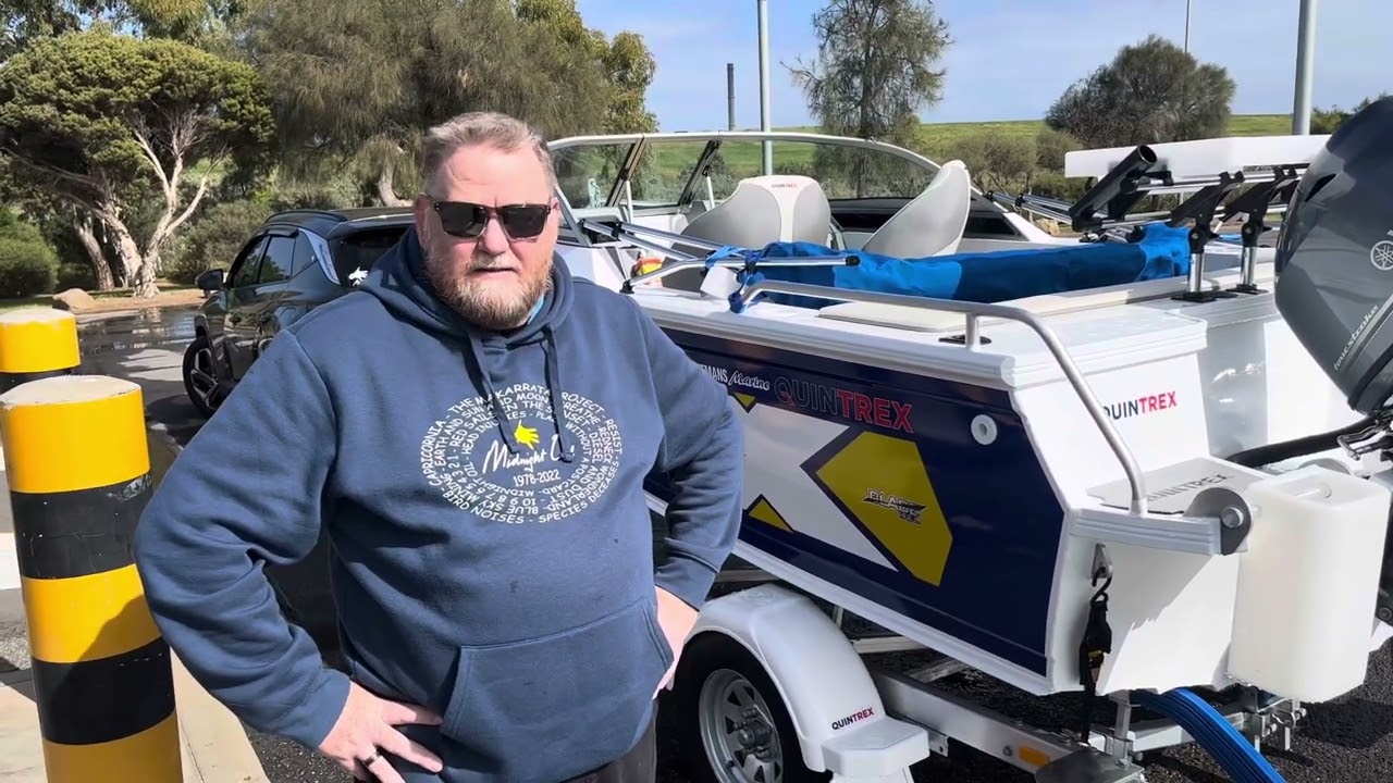 On water handover of the Quintrex 430 Fishabout.