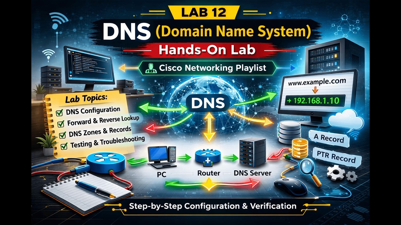 Cisco Lab 12 – DNS (Domain Name System) Configuration | Step-by-Step Hands-On Tutorial