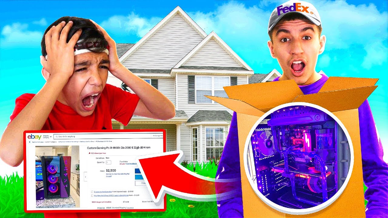 Selling My Little Brothers $5,000 Custom Fortnite Gaming PC Prank! HE RAGED