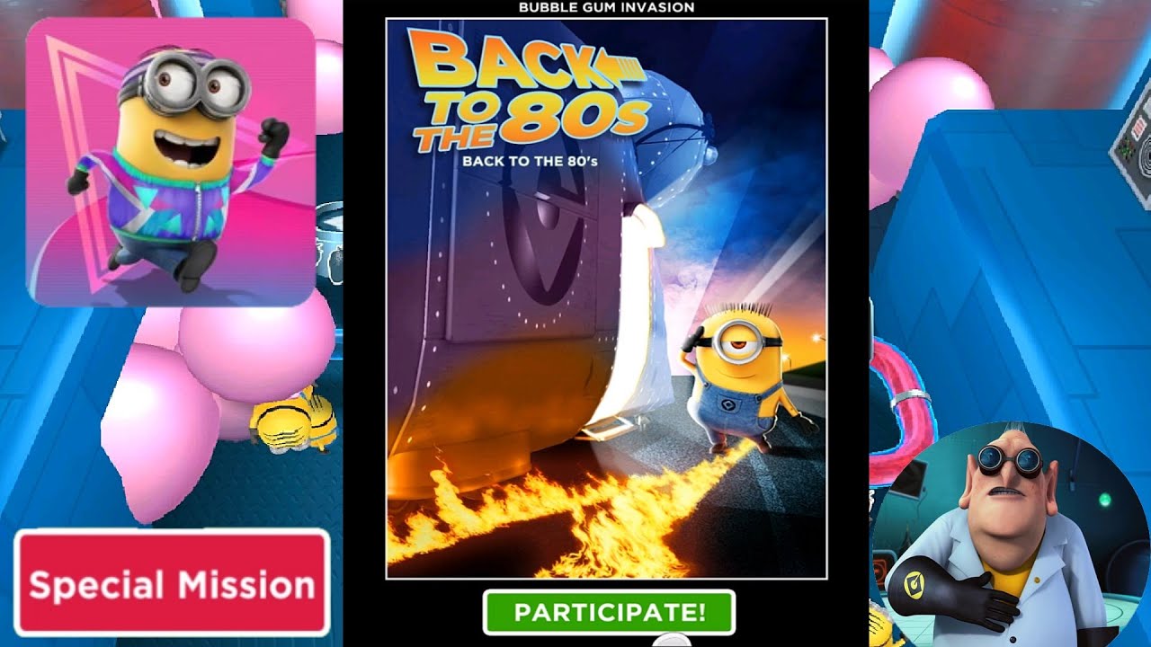 Despicable me Minion rush Back to the 80 special mission BUBBLE GUM INVASION Haztat gameplay android
