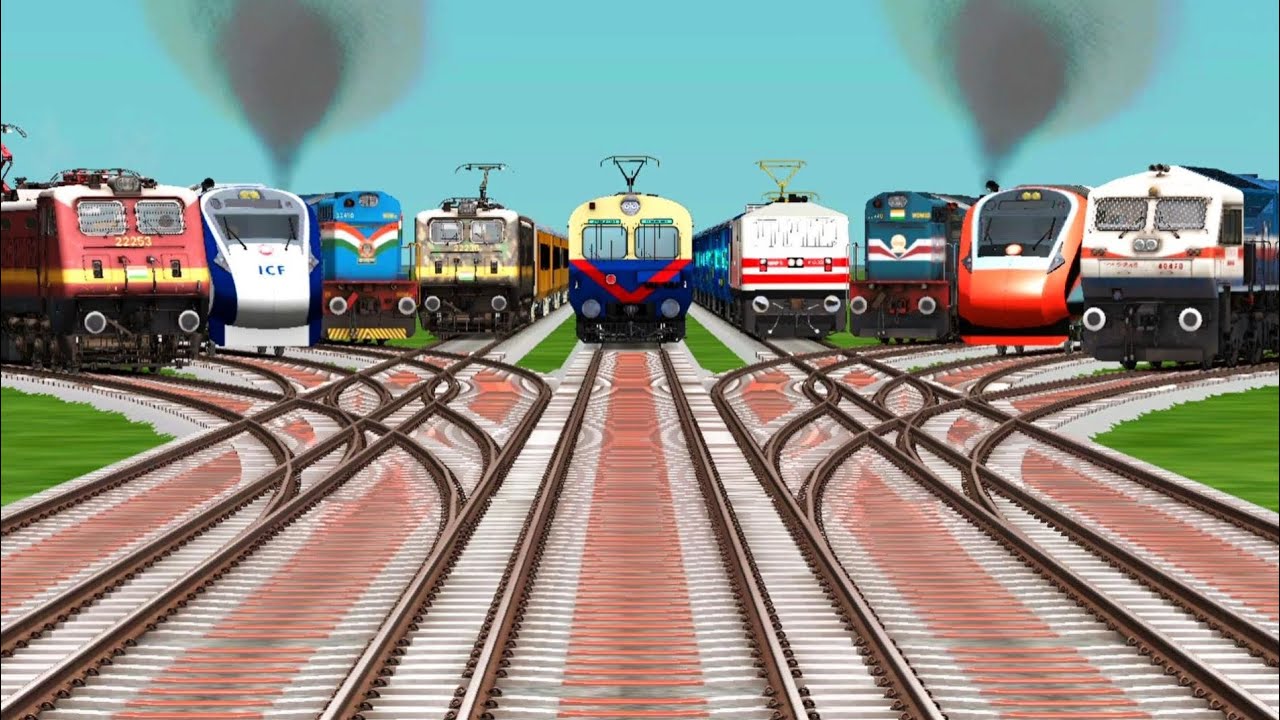 9 Trains Run Through Dangerous Curve X Railroad Crossings | Indian express | train simulator classic