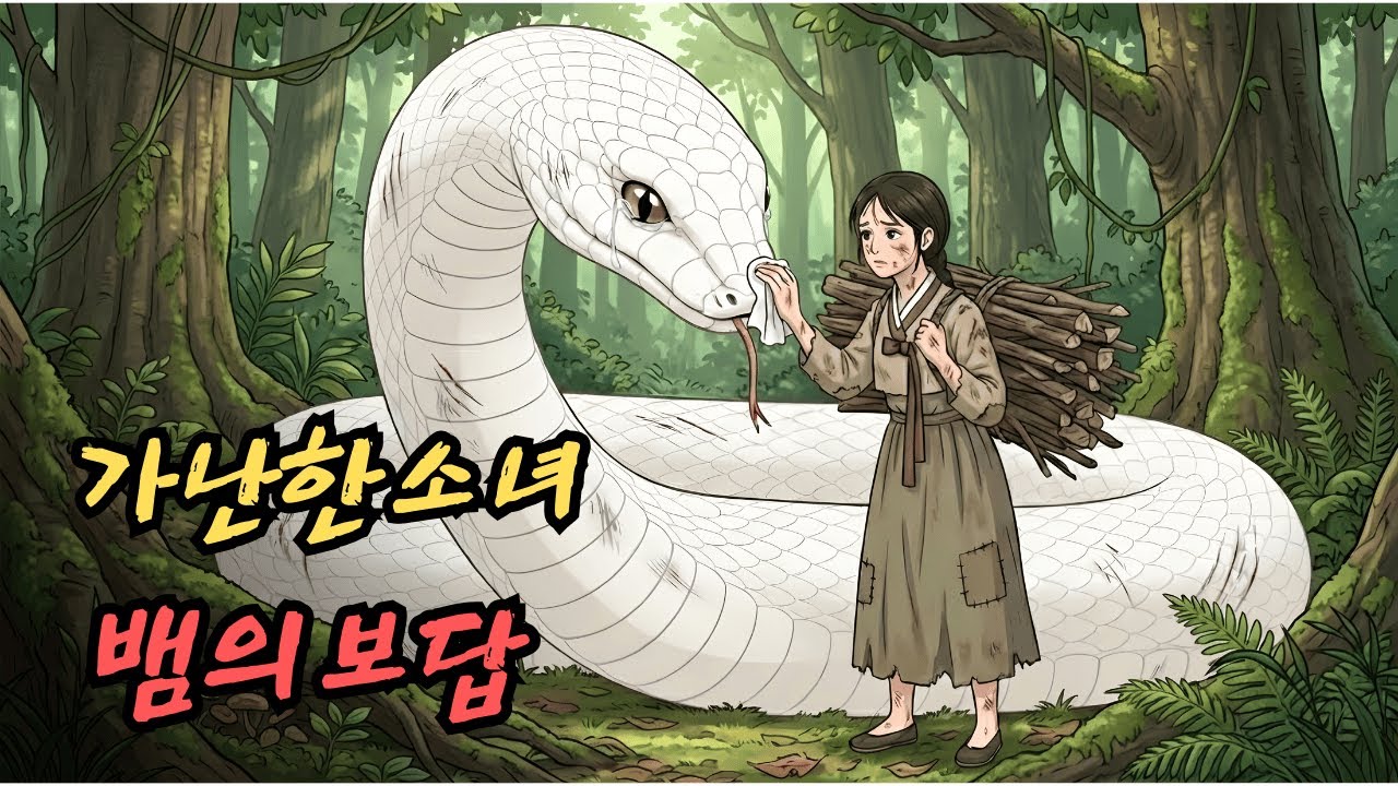 숲에서 장작을 나르던 가난한 어린 소녀가 다친 뱀을 구해줬고, 그 뱀이 소녀의 삶을 바꿔놓았습니다. | 민담 | 전설 | 설화 | 옛날이야기