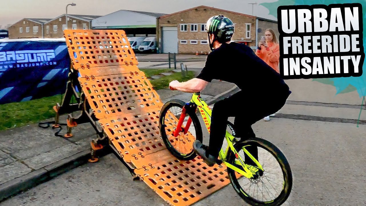 URBAN MTB FREERIDE INSANITY WITH THE PORTABLE KICKER RAMPS AND AIRBAG!