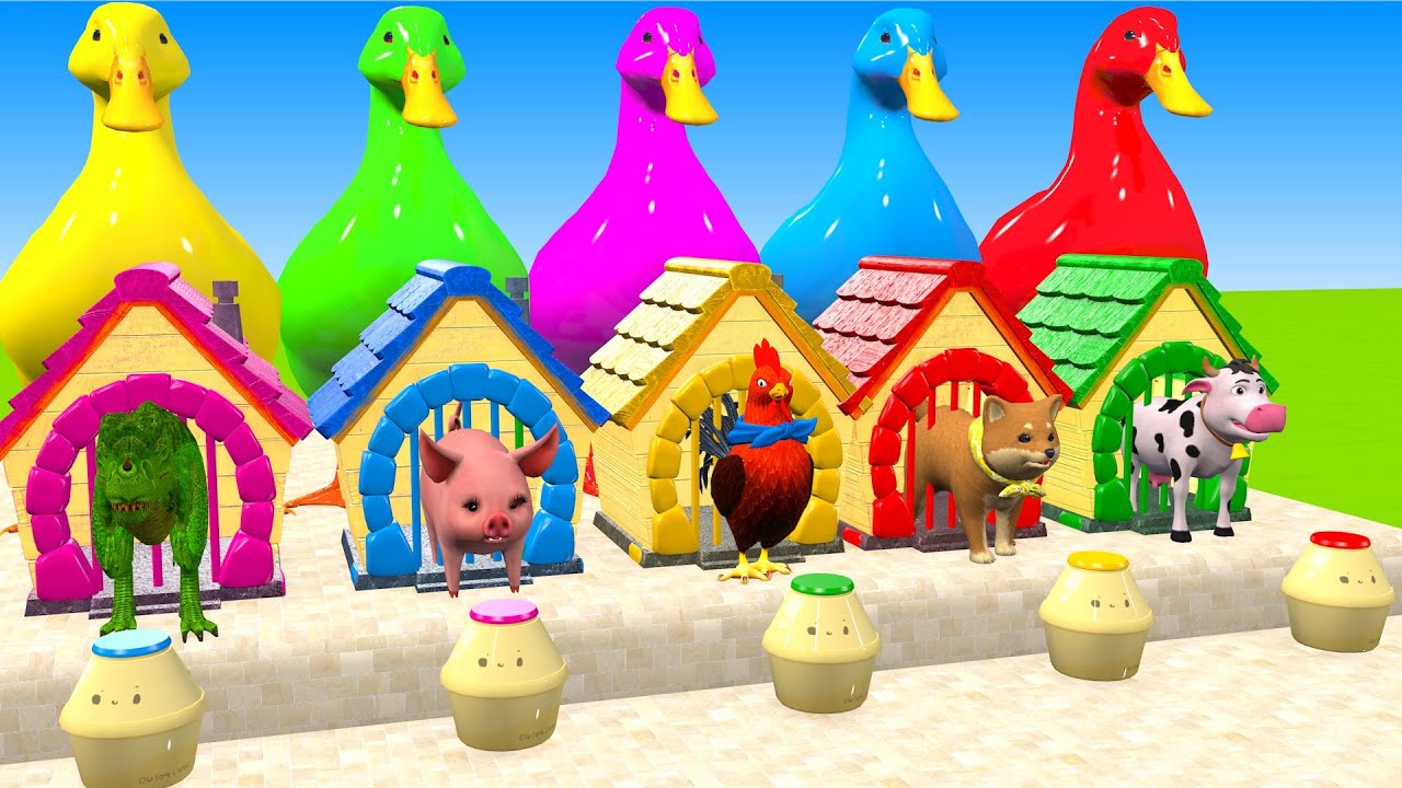 Long Slide Game With Cow Elephant Gorilla Hippopotamus Tiger 3d Animal Game Funny 3d Animals