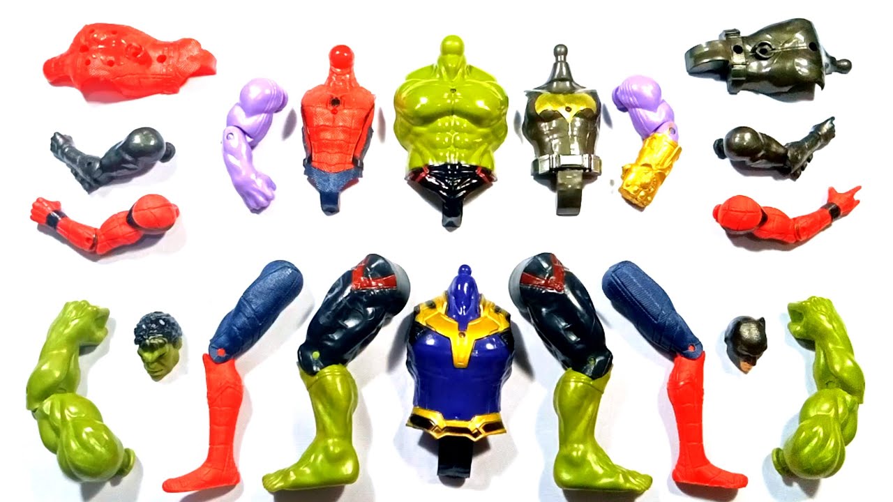 Hulk smash Spider-Man Thanos Batman assemble toys video 