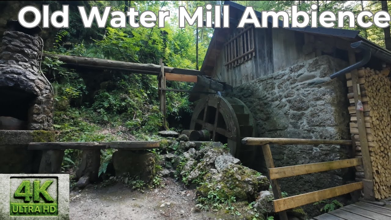 Old Water Mill Ambience | Flowing Water & Wooden Wheel Sounds for Relaxation