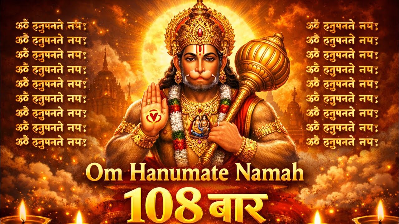 ॐ हनुमते नमः | Om Hanumate Namah 108 Times | Powerful Hanuman Mantra for Strength & Protection 🙏