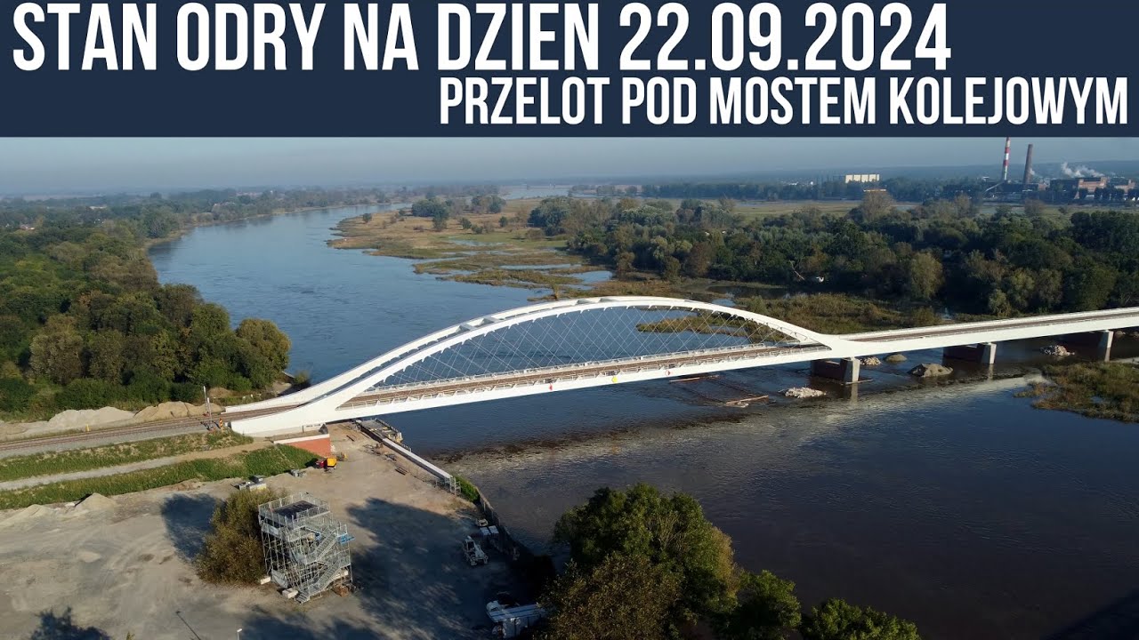 Poziom wody w Odrze (Kostrzyn nad Odrą) na dzień 22.09.2024 [przelot pod nowym mostem kolejowym]