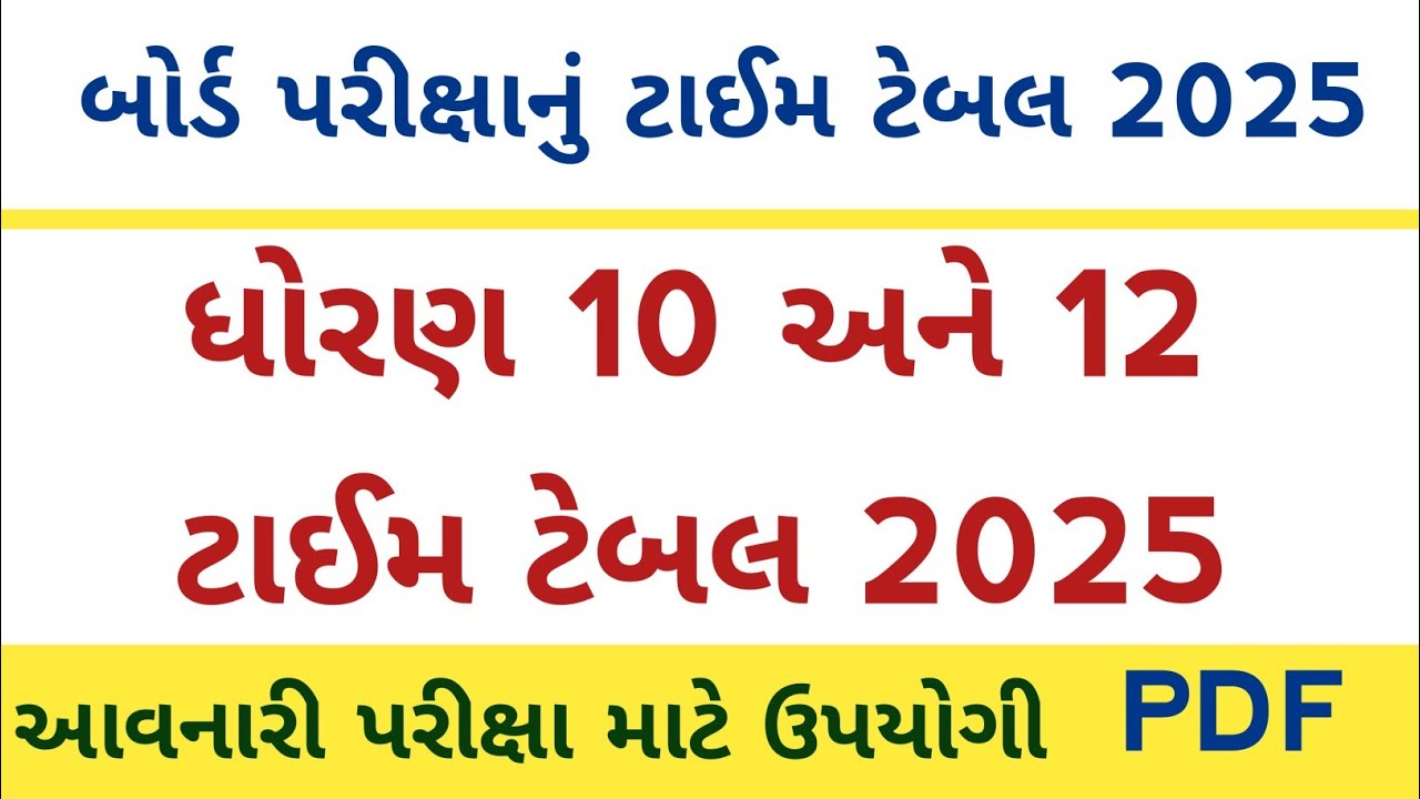 std 10 board exam time table 2025 l std 12 board exam time table 2025 l board time table 2024-25