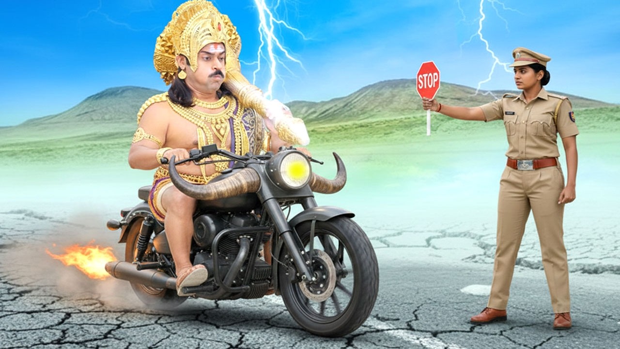 बुलेट पर जा रहे यमराज की पुलिस वाली को देख क्यों सांस फूली | Yamraj Comedy @minitv86