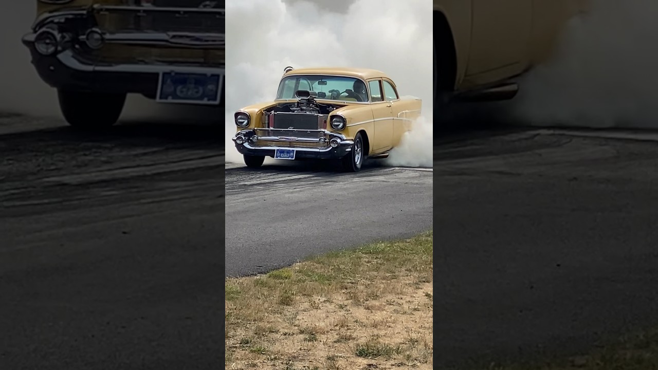 Smoke show! 1957 Chevy supercharged small block #burnout #chevy #smokeshow
