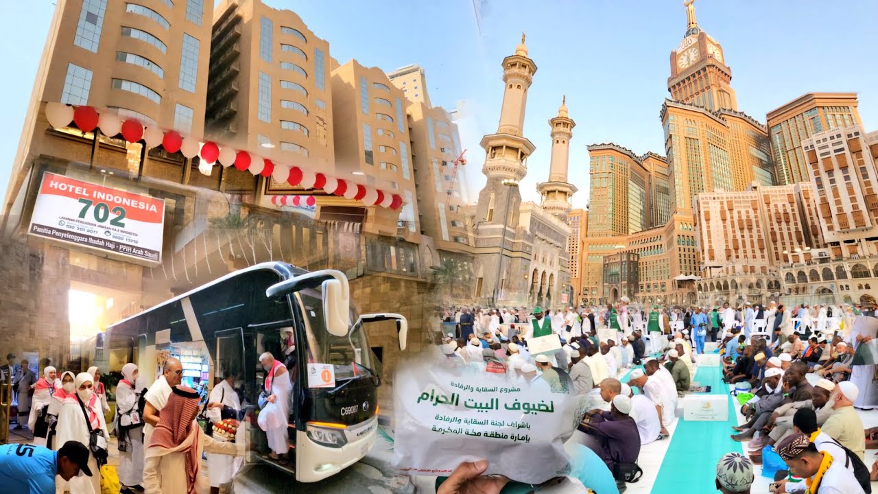 شاهد وصول الحجاج في فندق أبراج التيسير وشوفوا أجواء الحج في مكة والمسجد الحرام