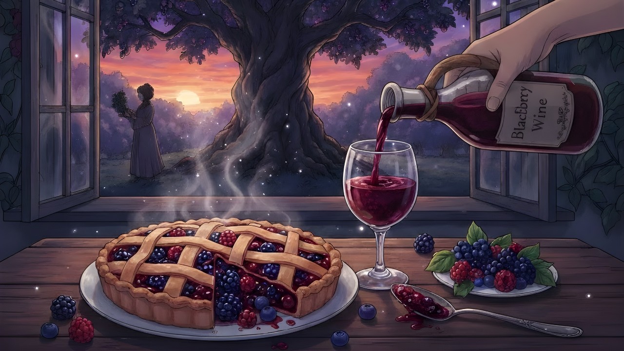 Mystical Orchard: Blackberry Wine & Rustic Tart 🍇 Nature to Table (Ghibli Style ASMR)