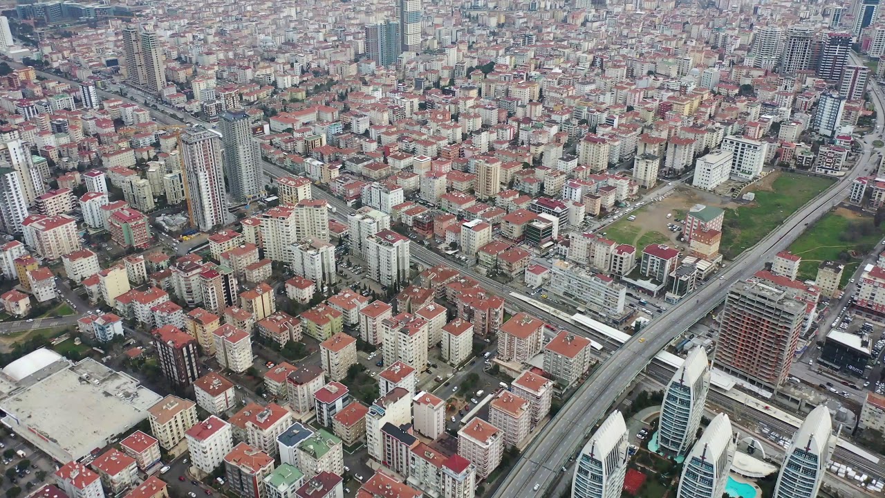 Istanbul drone footage Kartal shore
