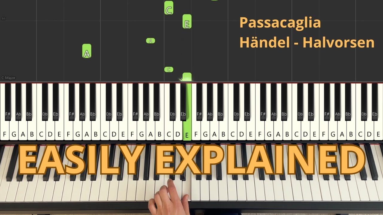 Passacaglia (Händel - Halvorsen) - easy piano tutorial with explaination how to play & sheet music