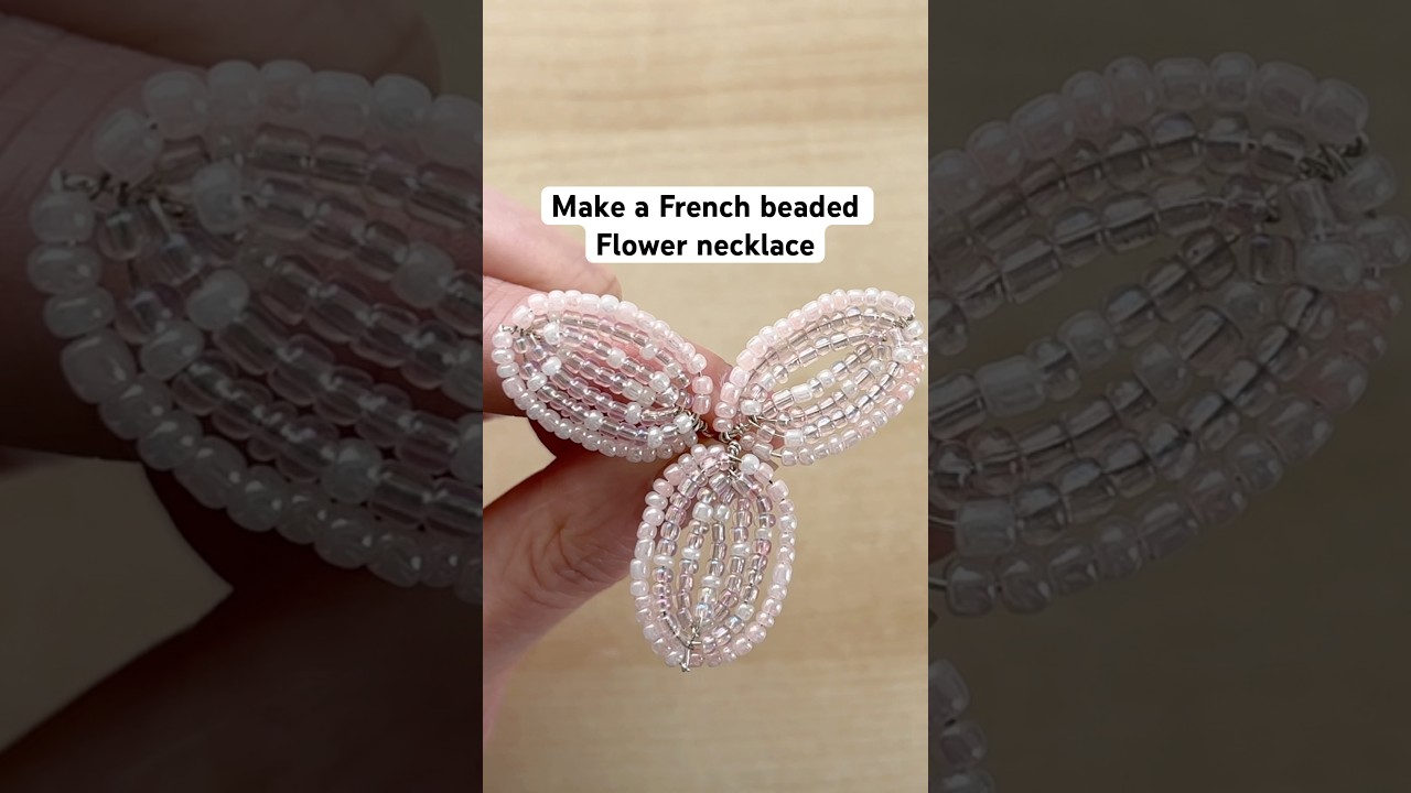 How to make a beaded orchid necklace tutorial out #beadedjewelry #frenchbead #beadedflower #diycraft