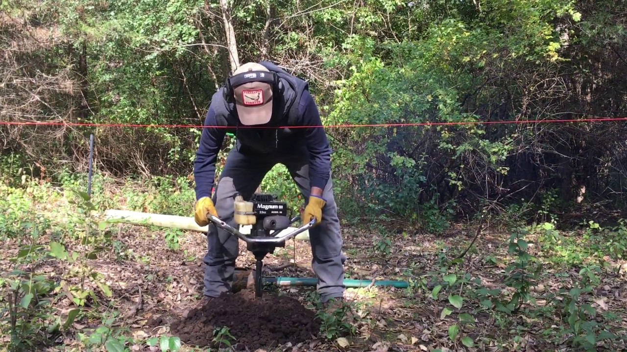 Using an ICE AUGER to Drill Fence Post Holes - Pasture Pig Fencing