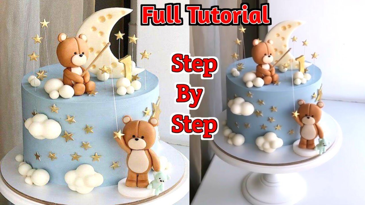 Teddy First Birthday Cake | Teddy Bear And Moon Theme Cake Ideas 🧸 #teddycake