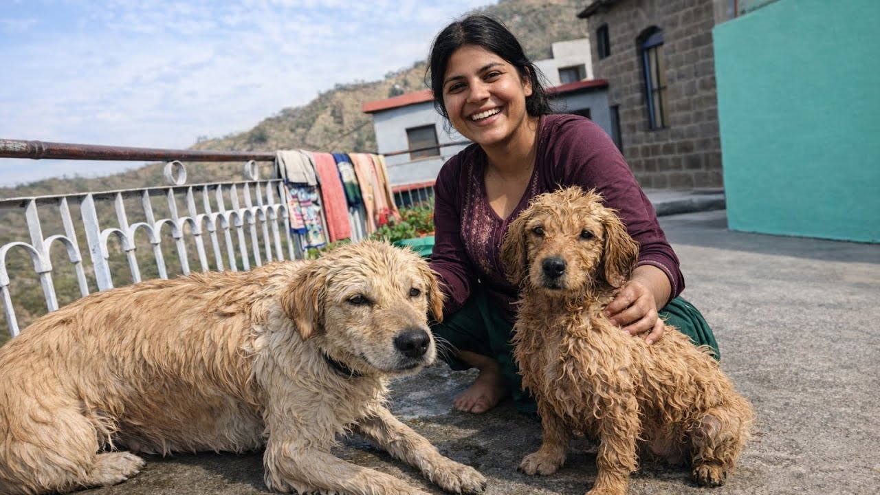 Behan Ne Simba Aur Browni Ko Nahlaya 🐶 Village Life Dog Bath