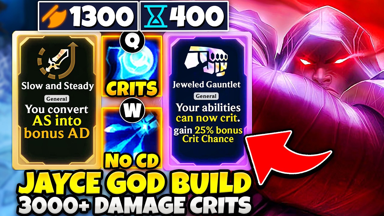 Broken Augment Interaction: Slow and Steady 3000+ Damage CRIT Jayce Q