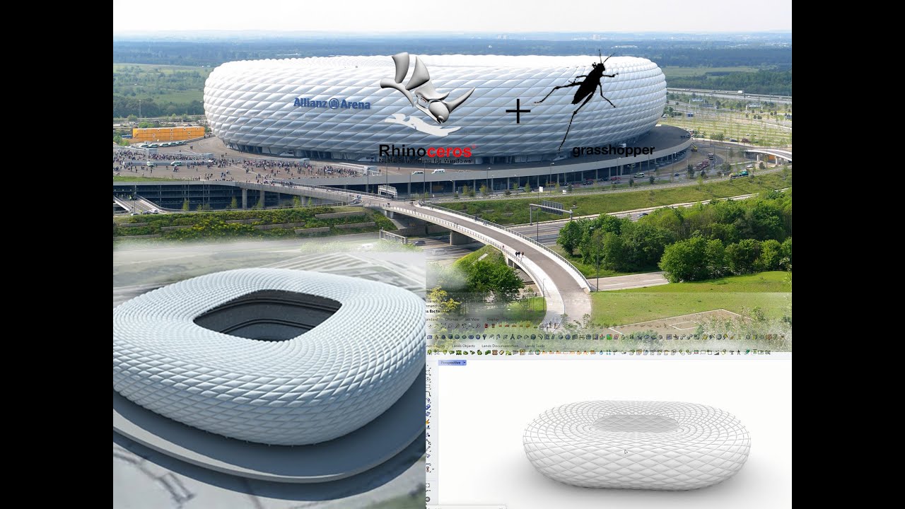 #grasshopper  tutorial  for  total beginners create Allianz arena football stadium  skin facade in