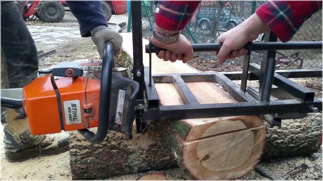 A simple machine for cutting boards -Alaskan mill - chainsaw milling attachment