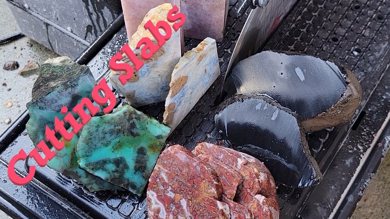 Cutting rock slabs with no vice.