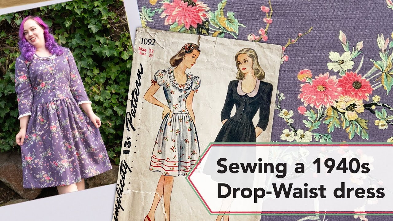 Sewing a 1940s vintage dress from vintage fabric | Vintage sewing project + sew with me